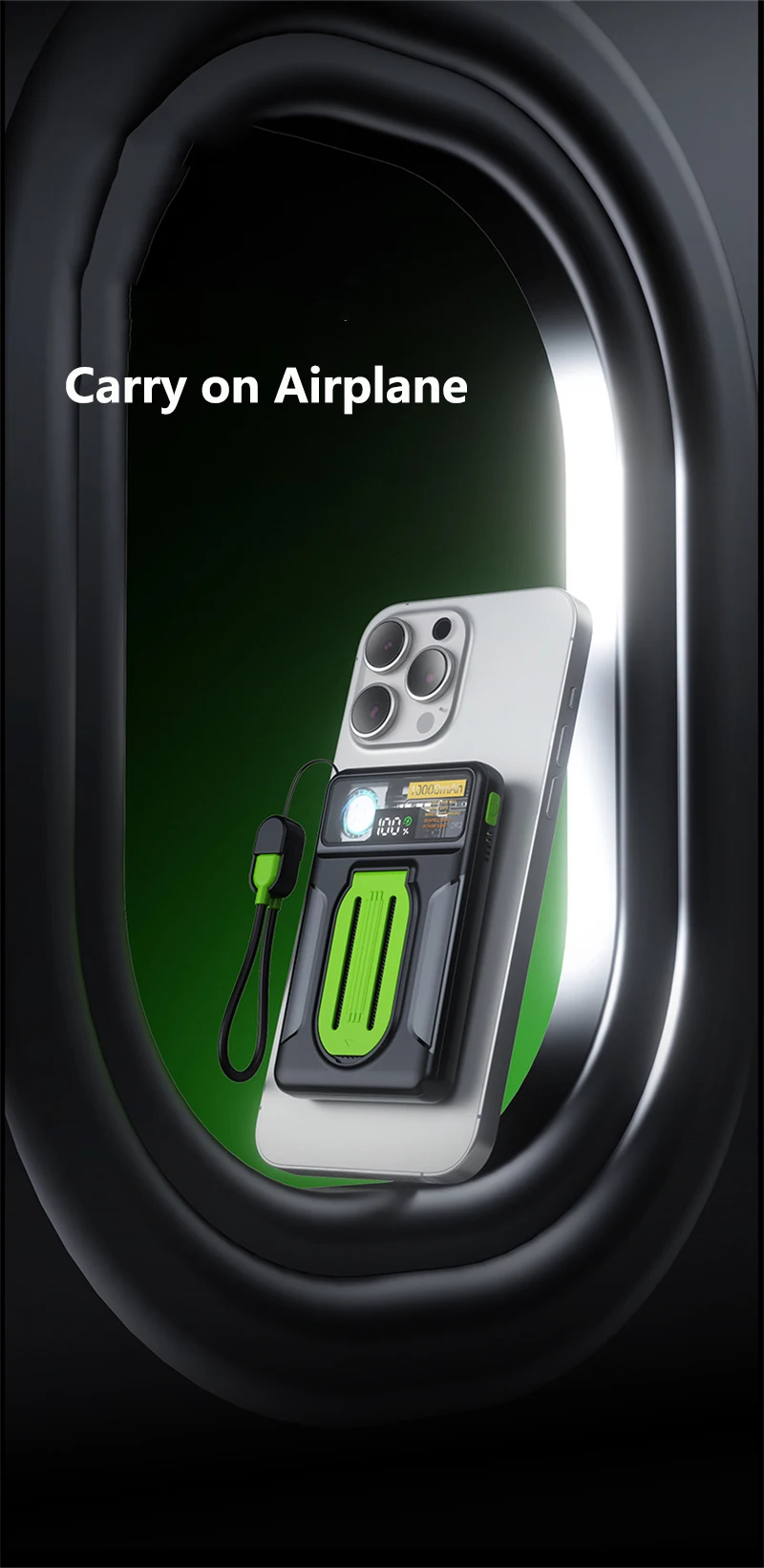 ecran LED power bank 67w affiche pourcentage