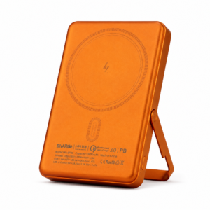 SHTEL SP-80 10000mAh magnetic wireless power bank in orange with fold-out metal stand