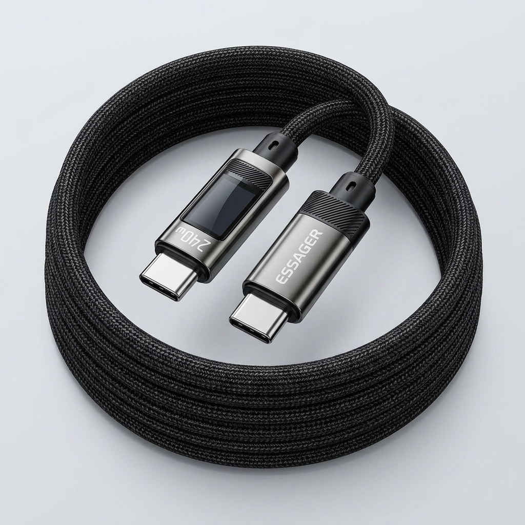 Câble USB-C 240W Essager tressé avec écran d'affichage numérique