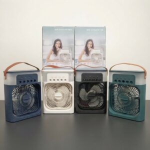 Portable air cooler fan with top water reservoir and carrying handle