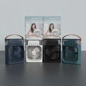 Portable air cooler fan with top water reservoir and carrying handle