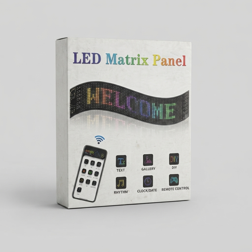 Flexible LED matrix display panel with multi-color digital display