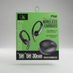 GK FT60 True Wireless Earbuds in black with over-ear hook styling