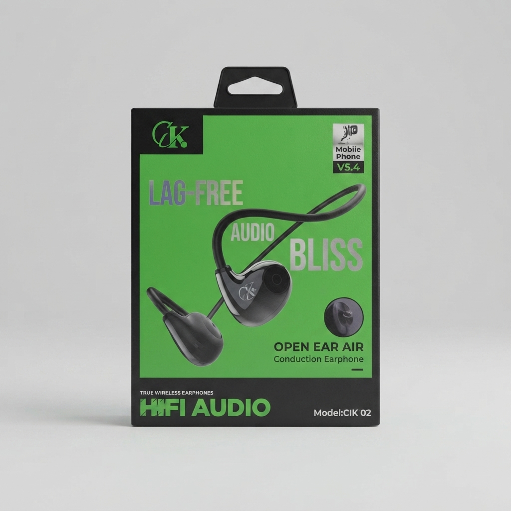 Packaging box for CK CIK 02 open ear air conduction earphones CK CIK 02 open ear air conduction true wireless earphones