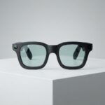 Smart glasses with black frame and wide temples