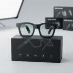 Smart glasses with black frame and wide temples