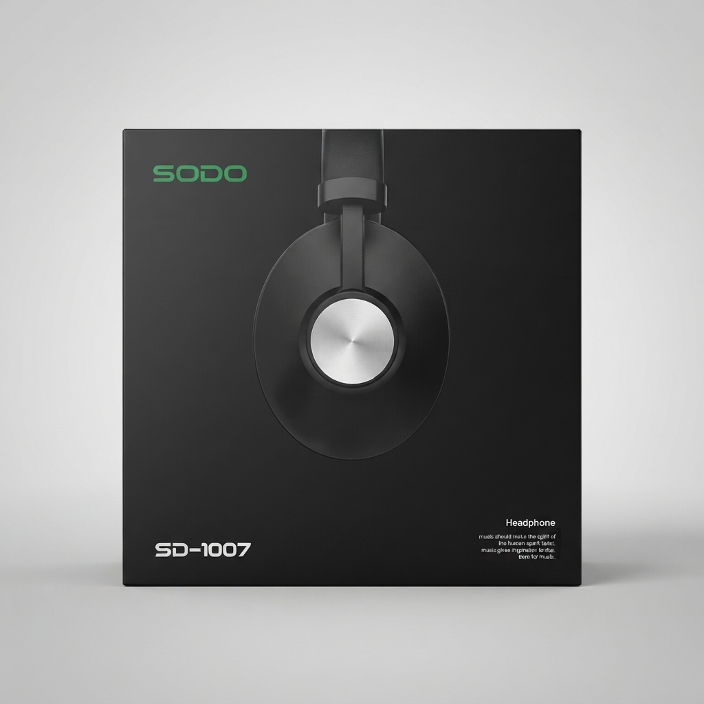 Boîte du casque audio SODO SD-1007 Casque audio SODO SD-1007 noir et argenté