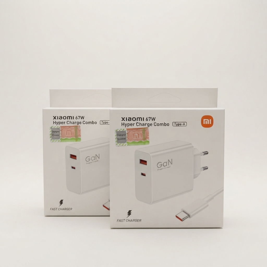Boîte du chargeur Xiaomi 67W Hyper Charge Combo GaN avec câble Chargeur Xiaomi 67W Hyper Charge Combo GaN