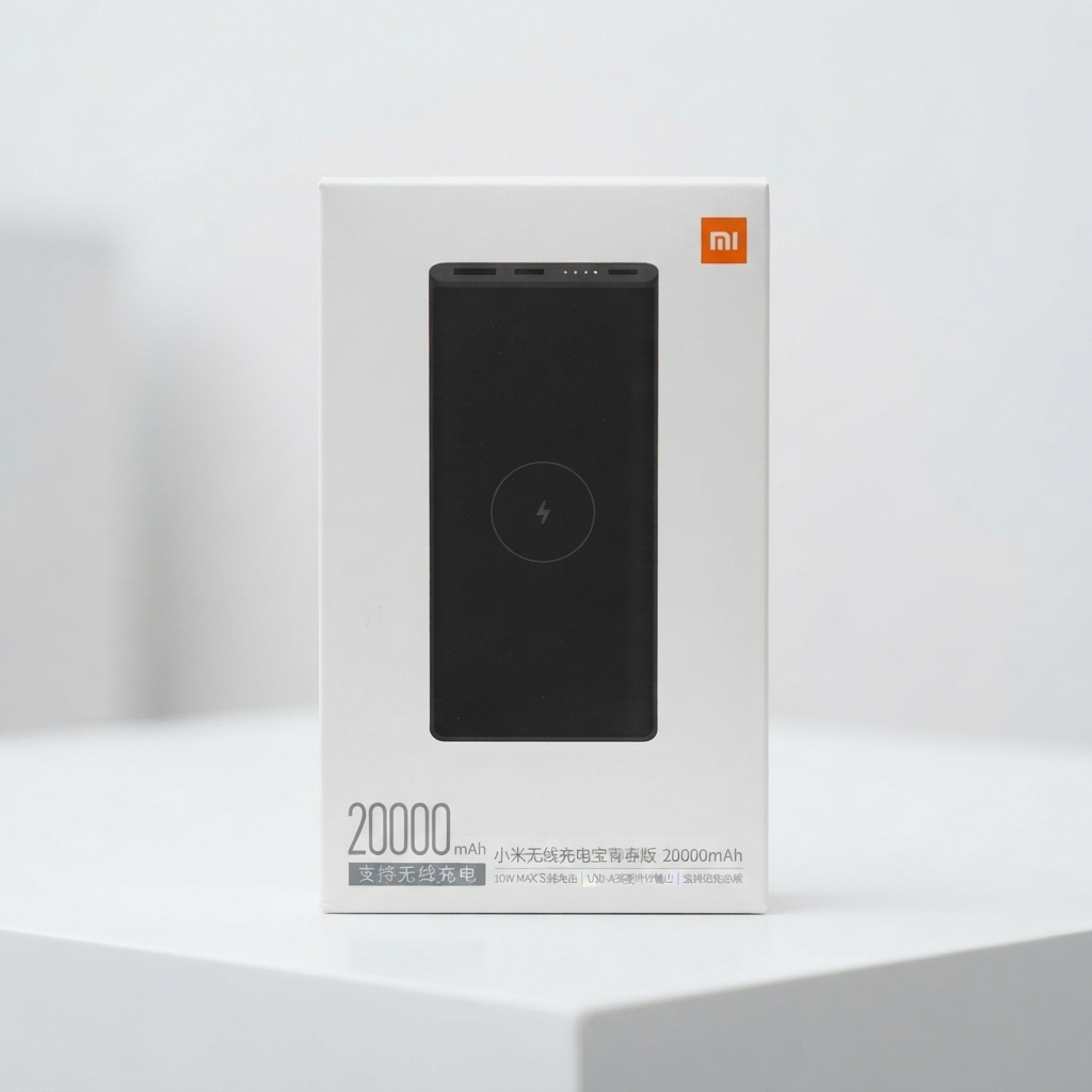 Batterie externe sans fil Xiaomi 20000mAh noire dans son emballage Batterie externe sans fil Xiaomi Youth Edition 20000mAh