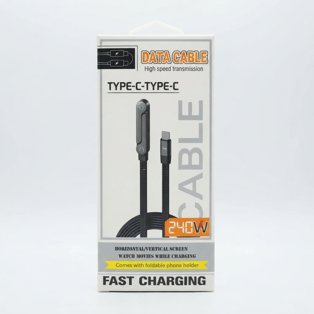 Câble USB-C vers USB-C 240W avec support téléphone intégré