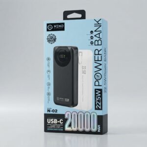 Batterie Externe NIMO N-02 20000 mAh 22.5W avec écran numérique et câbles intégrés