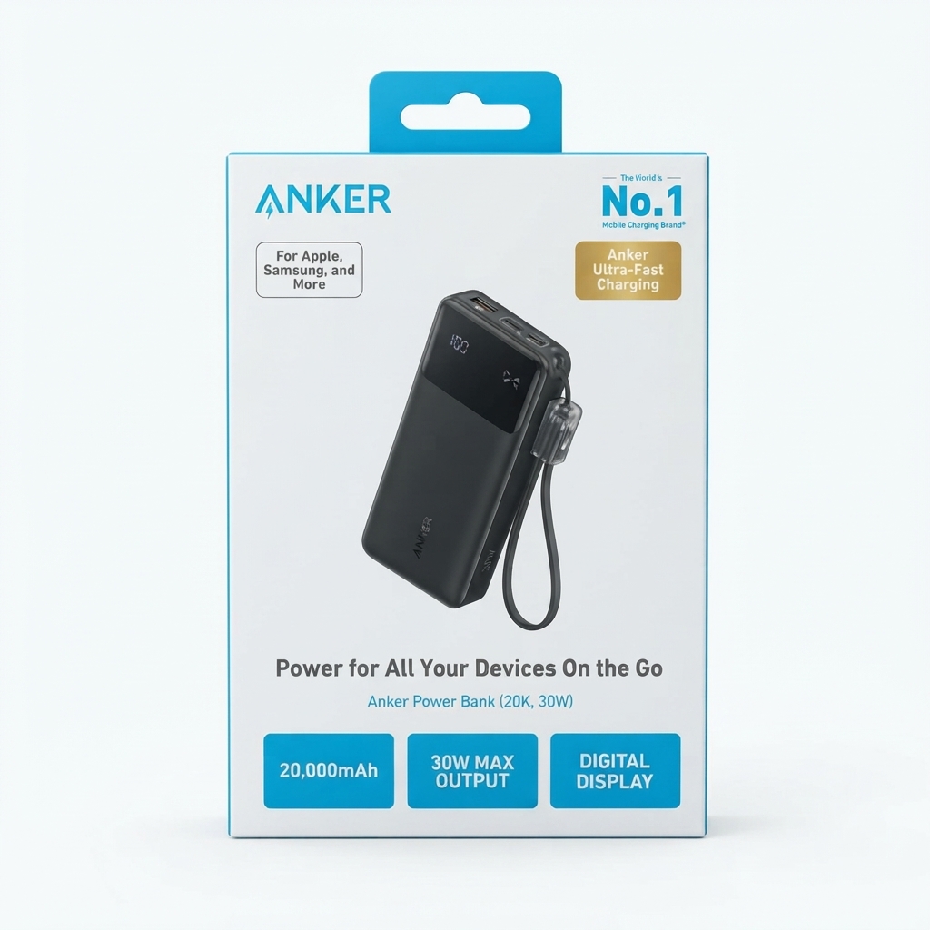 Batterie externe Anker 20000mAh 30W avec écran digital Batterie Externe Anker 20000mAh 30W avec Écran Digital